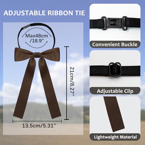 Image of LJBFNN Western Ties for Men Women, Black Clip on Ribbon Bow Tie, Pre-Tied Colonel String Tie for Party Shirt Uniform Wedding