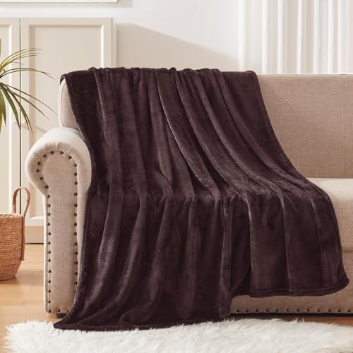 Exclusivo Mezcla Kuscheldecke Fleece Decke für Couch, Superweiche und Warme Sofadecke Wohndecke für Ganzjahreszeit, Plüsch und Leicht, 130 x 170 cm, Braun