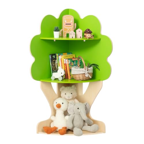 OOOK Tree Bookshelf for Kids Reading Nook, Corner Bookcase Toy Storage for Playroom, Classroom, Playroom, Nursery
