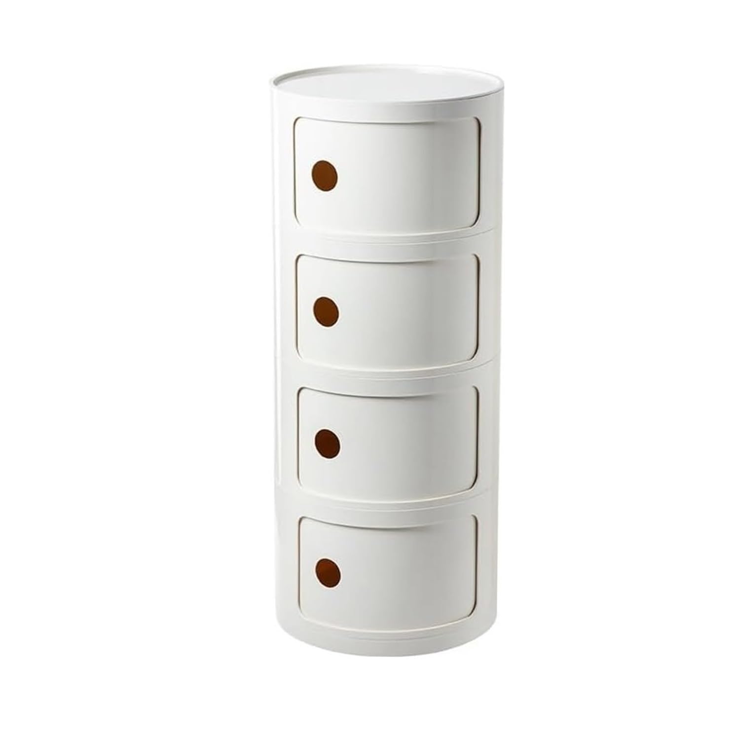 Table de Chevet Rond Empilable avec Tiroirs – Table de Nuit Modulaire en ABS, sans Montage, pour Chambre, Salon, Salle de Bain – Design Compact et Gain de Place(White,4 Tier)