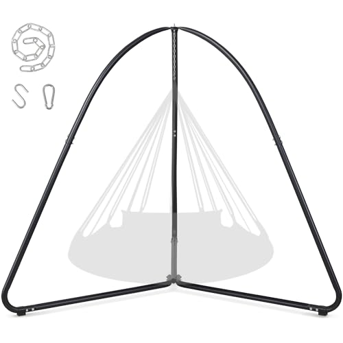 SUNCREAT Tripod Hanging Chair Stand – 400lbs Capacity, Heavy Duty Steel, Rust Resistant, Stable Hammock Frame for Air Porch, Indoor/Outdoor Use – Swing Not Included, Black