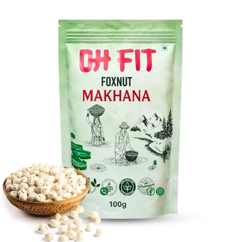 Image of OHFIT Plain Makhana Roasted Foxnuts | Healthy Low Calorie Gluten Free Snack, Pack of 1 (100g)