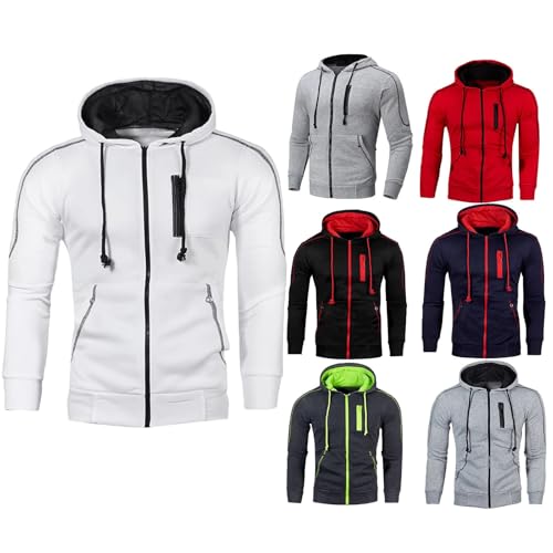 Lightweight Hoodie Casual Contrast Color Long Sleeve Zip Up Sweatshirt Pockets Mens Streetwear2