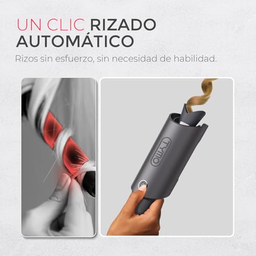 TYMO CURLPRO Rizador de Pelo Automático - Portátil Moldeador Tenacilla de Pelo Automatico de 25 mm, 160-210℃, Rizos Grandes Fácilmente, Plancha Pinzas Rizadora Cerámica, Antiquemaduras, Gris Metálico - imagen 2