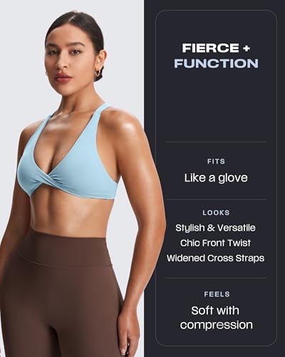 Image of Aoxjox Women's Satara Low Impact Sports Bra | chic front twist, widened cross straps, medium support,breathable fabric, workout fitness yoga crop tank, gym essential