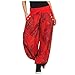 BIBOKAOKE Haremshose Damen Pumphose Vintage Sommer Boho Lange Baggy Hose Leicht Stoffhose Ballonhose Pluderhose Locker Yogahose Aladinhose mit Gürtel Atmungsaktive Freizeithose