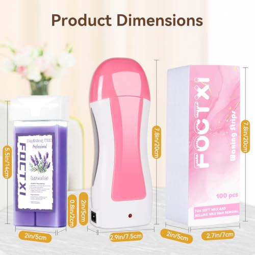 Image of Roll On Wax kit, Wax Roller Kit for Hair Removal with 2 Lavender Soft Wax Cartridge, 100 Non-Woven Wax Strips & 10 Wipes, Sensitive Skin Roll on Waxing Kit for Women
