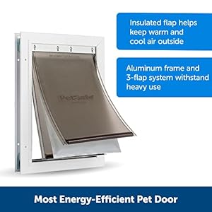   PetSafe-Extreme-Weather-Aluminum-Pet-Door-Most-Energy-Efficient-Pet-Door-3-Flaps-for-Insulation-for-Dogs-and-Cats-Size-Large