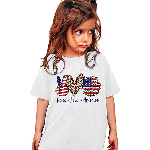 Betadog Girls Boys Independence Day T-Shirt Fashion 4th of July Top Summer American Flag 2-9Y Girls 4th of July Shirt