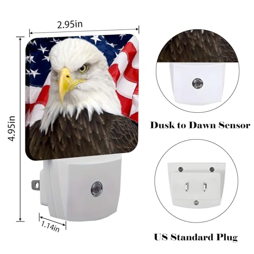 Image of American Bald Eagle Night Light,Plug Into Wall with Dusk to Dawn Light Sensors, Warm Nightlights for Bedroom, Bathroom, Hallway, Kitchen, Gifts Ideal for Boys Girls Women Men