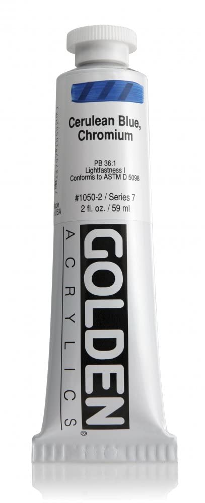 Golden Heavy Body Acrylic Paint, 2-Ounce, Cerulean Blue Chromium