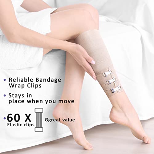 20 Pcs Elastic Bandage Wrap Compression Bandage In 3 Inches And 4 Inches With 60 Extra Clips Stretches Up To 15 Feet Ideal For Sports, Sprains, Wrist, Ankle And Foot #TOP3