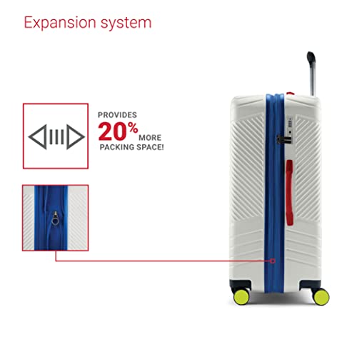 Bugatti Reebok Go Collection 20 Inch Hard Shell Spinner Carry On Luggage For Airplanes, Abs/Pc Hardside Suitcase With 360-Degree Spinner Wheels, Retractable Handle, Airline Approved, White #TOP3