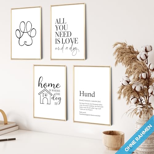 mojoliving Moderne Hund Wandbilder Poster Set Bilder Wanddeko Wohnzimmer Deko Schlafzimmer Fotowand Bild für die Küche Aesthetic Poster (Hund)