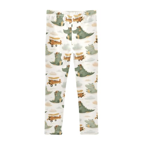 Alligator Airplane Cloud Girls Leggings Ultra Soft Compression Yoga Gym Pants for Kids 4-10T2