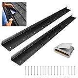 4.7FT 2-Pack rain diverter for roof, Black 304 Stainless Steel Roof Water Diverter Kit with Crowbar+Tape+Nails–for Chimney/Skylight/Door Leak Protection, Works as Roof Valley & Gutter Rain Diverter