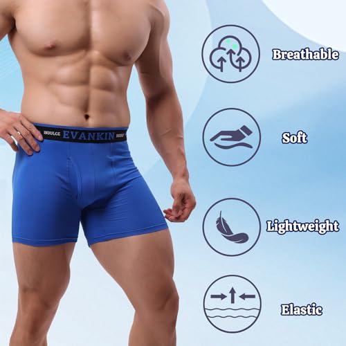 Evankin Mens Boxer Brief Long Leg Soft Comfortable Cotton Underwear with Fly Pouch Breathable Seamless Shorts Multipack2