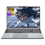15,6 Pouces Ordinateur Portable Celeron N5095 Processeur, PC Portable Win 11 16 Go...