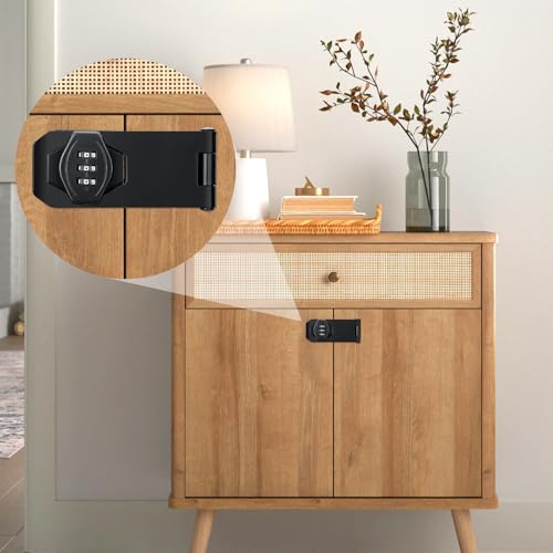 RHAFAYRE Trava de ferrolho sem chave, trava de cadeado com trava de 3 dígitos para segurança de port