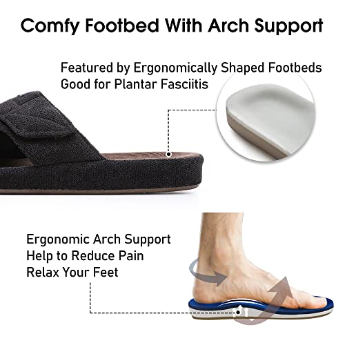 Image of House Slippers for Men Open Toe with Low Arch Support Rubber Sole