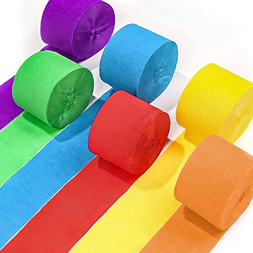 Rainbow Crepe Paper Streamers 6 Rolls Multicolor Streamers For Wedding Birthday Party Bridal Shower Decora,1.8Inx82Ft #TOP9