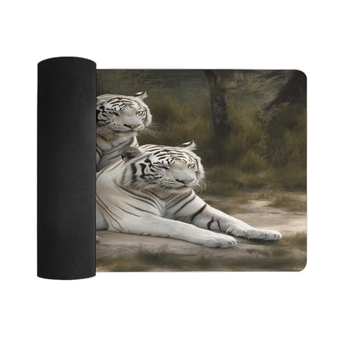 White Tigers alfombrilla grande para ratón, antideslizante miniatura 3