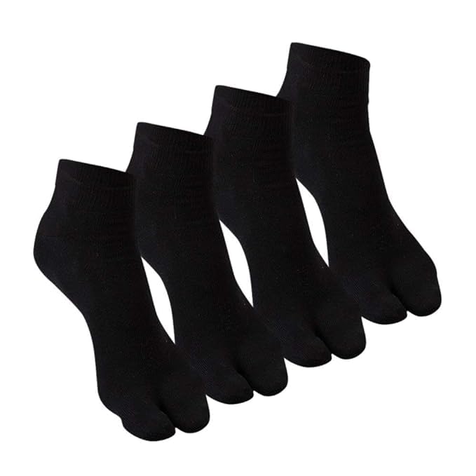 sunex Women Black Cotton Ankle Toe Socks with Thumb Cut -Pack of 4 Pairs Free Size-picture-23