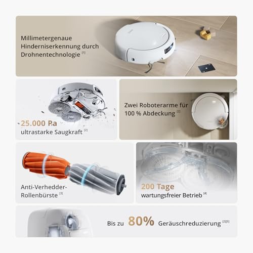 Image of DJI ROMO S Robot Vacuum Cleaner with 25000Pa Suction, LiDAR Navigation, Self-Emptying Dock, Smart Mop System, AI Obstacle Avoidance, App & Voice Control
