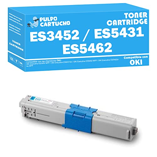 Pulpo Cartucho - Toner ES3452 / ES5431 / ES5462 Cyan Compatible con Oki 44973511 - Valido para Impresoras Oki Cover