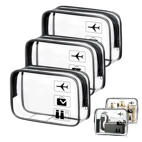 FUHAMJ 1 Juego Neceser Transparente Viaje Avion, Neceser De Aseo Transparente Bolsas, Bolsa De Cosméticos Para Maleta, Bolsa De Aseo Para Transportar Líquidos, Para Viajes, Baño