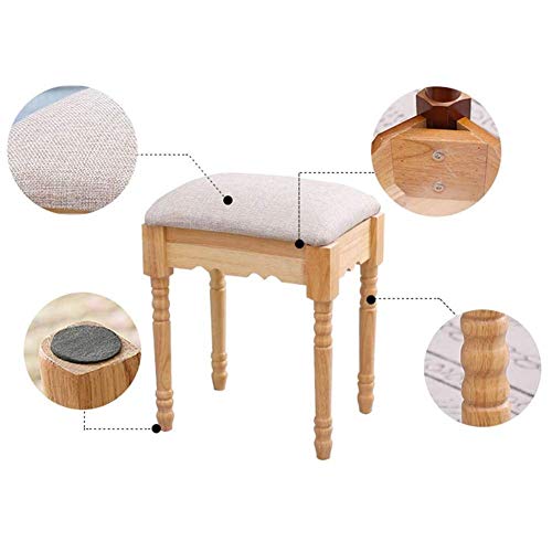 HczioN Silla de Comedor Taburete de pie Sofá otomano Taburete Taburete de tocador de Maquillaje Taburetes de Comedor Banco de Zapatos Taburete de tocador Sala de Montaje de Madera Maciza, 8 Colores - imagen 6