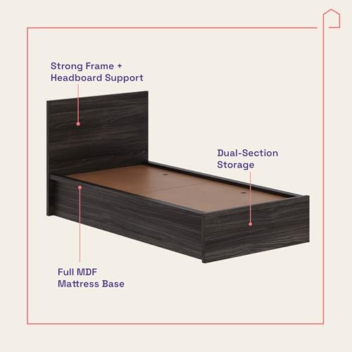 Image of Wakefit Bed | 3 Yr Warranty | Single Bed Size, Comes with Storage Box, Noise-Free, Density: 680-750 kg /m, Termite & Borer Resistant, Fits Mattresses Up to 8 inches (Centaur 78 x 36 - Wyoming Maple)