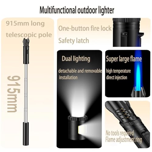Encendedor retráctil 4 en 1 multifuncional con bloqueo miniatura 5