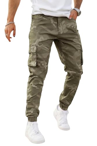 GINGTTO Mens Cargo Jogger Pants Slim Fit Stretch Zipper Pockets Thick Cotton Pants for Men
