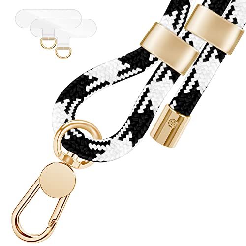 UKON Cell Phone Lanyard,Crossbody Lanyard and Wrist Strap Premium Metal Buckle Phone Charms with 2 X Phone Patch Compatible with All Smartphone(White)