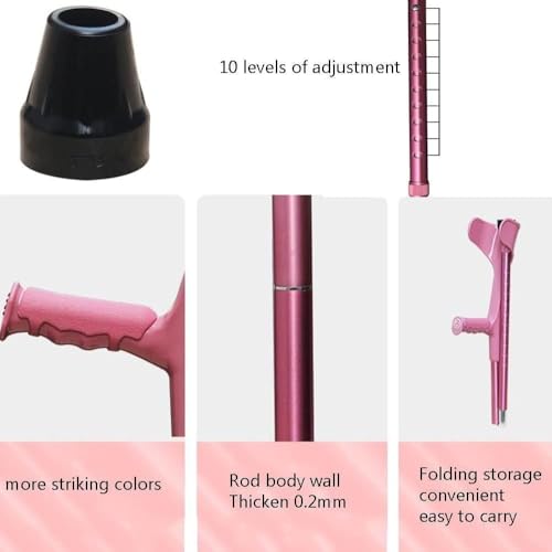 Muleta para antebrazo, bastón médico de aluminio plegable ajustable para adultos, muletas para hombres y mujeres (juego de 2)