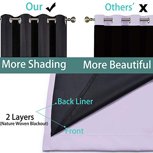 Image of Yakamok 100% Blackout Lined Panels, Room Darkening Thermal Insulated Blackout Curtains for Bedroom, Heat Blocking Drapes for Living Room(62Wx84L, Lilac, 2 Panels)