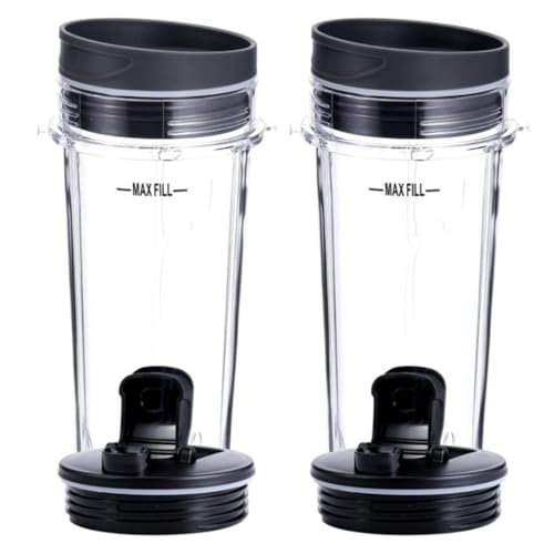 2 Piezas Taza de 16 oz con Cuatro Tapas para Licuadora miniatura 1