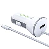 iPhone Car Charger, Mengo [Apple MFI Certified] 17W/3.4A Lighting Car Charger for iPhone 6S / 6S Plus, 6, 6 Plus, SE, 5, 5S, iPad Pro, Air 2, Mini 3 ,with Extra USB Port - White - Retail Packaging
