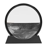 YUYUZI 17,7 cm Rundes Sandbild mit Luftregler, Bewegliche Sandlandschaft für Büro & Zuhause – Stressabbau, Modernes Sandkunst-Dekor (Schwarzer Rahmen)