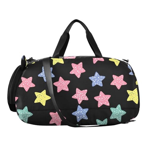 Starfish Black Kids Travel Duffel Bag for Boys Girls Overnight Weekend Tote Bag with Shoes Compartment for Sleepover Trip Beach2
