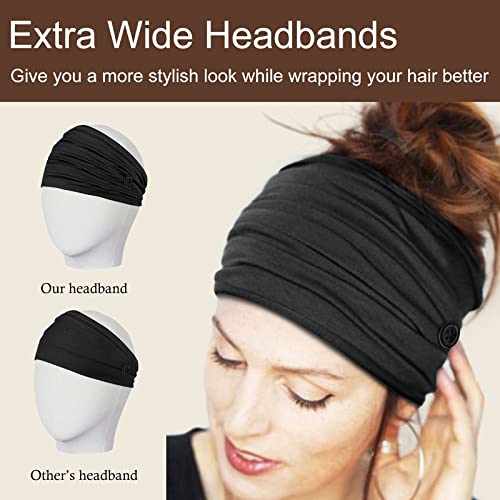 Terse 2 Packs Headbands With Buttons For Mask Ear Savers 7’’ Extra Wide Non Slip Nurse Headband For Women Men Doctors Black Elastic Ears Protector Head Bands Sweatband Hair Accessories… thumb #1