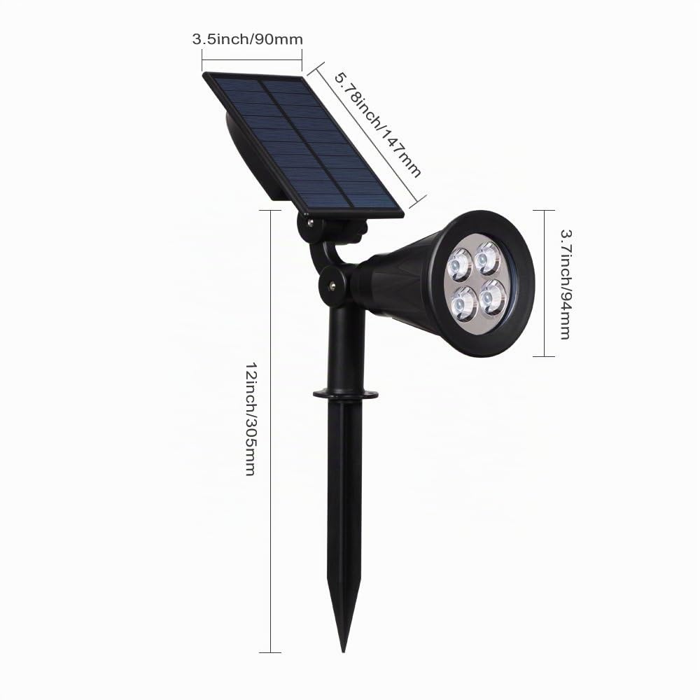 T-SUN Grün Solarlampen für Außen 4 Stück, 4 LED Helle Gartenstrahler mit 2 Modi, IP65 Wasserdicht Solar Strahler, Baumbeleuchtung Aussen, Dusk to Dawn Solarleuchten für Hof Garage Weg Outdoor Pflanzen