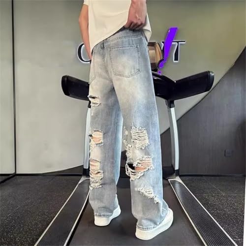 Men's American Style Ripped Loose Jeans Beggar Pants2