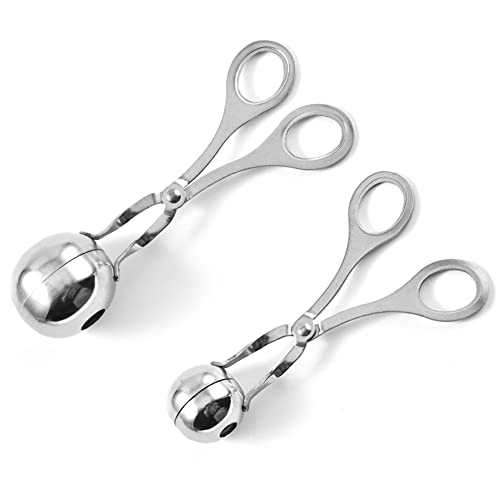 2 Pcs Fleisch Baller Löffel Meatball Ball Maker Ball-Hersteller Eiszange Fleischballer Edelstahl Mold Eiszangen Frikadellen Zange Antihaft Kugelschaufel Rostfreier Stahl Fleischklößchen Former Cover