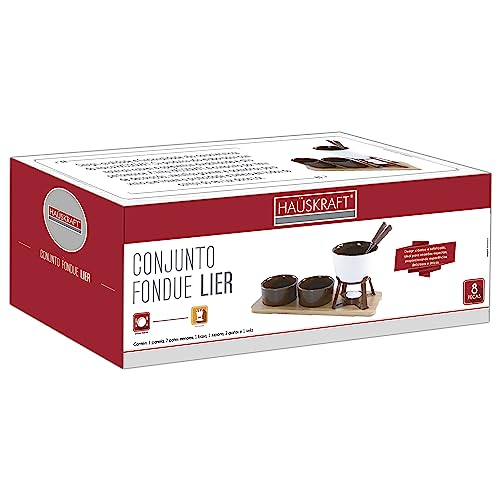 Conjunto Fondue Lier 8 Peças Base Bambu Carne Chocolate