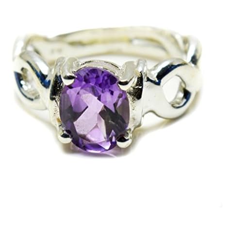 JewelryOnClick Anillo de Plata de Ley con Amatista Ovalada Cover