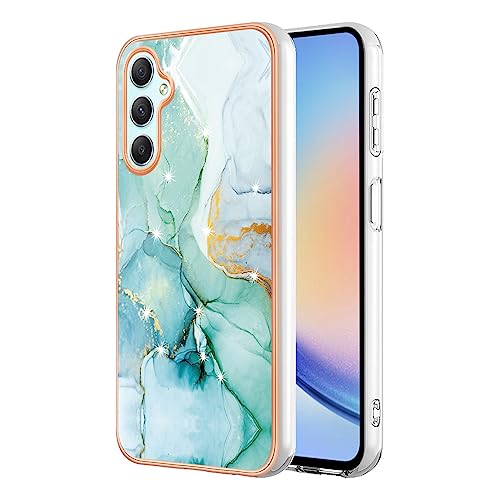 XINYEXIN Funda para Samsung Galaxy A14 5G/4G Case Mujer Vistoso Glitter Diseño Patrón Mármol Colorido, Suave TPU Antigolpes Protección Carcasa - Verde