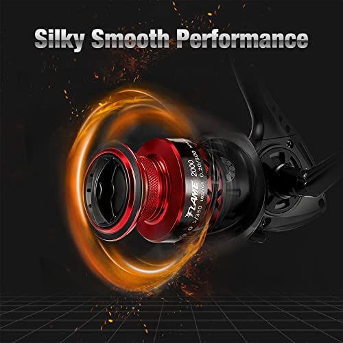 Piscifun Flame Spinning Reels, Lightweight 9+1Bb Ultra Smooth Spinning Fishing Reels, Carbon Fiber 19.8Lbs Max Drag, 5000, Red #TOP2