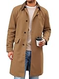 Runcati Mens Trench Coat Single Breasted Corduroy Lapel Long Jacket Fall Casual Vintage Windbreaker Overcoat